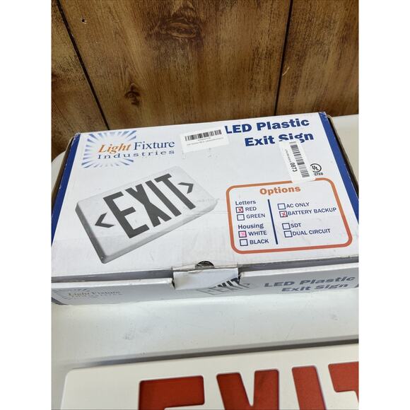 LED Emergency Exit Light Sign-Battery Backup Fire Red Letter Open Box - Picture 3 of 5